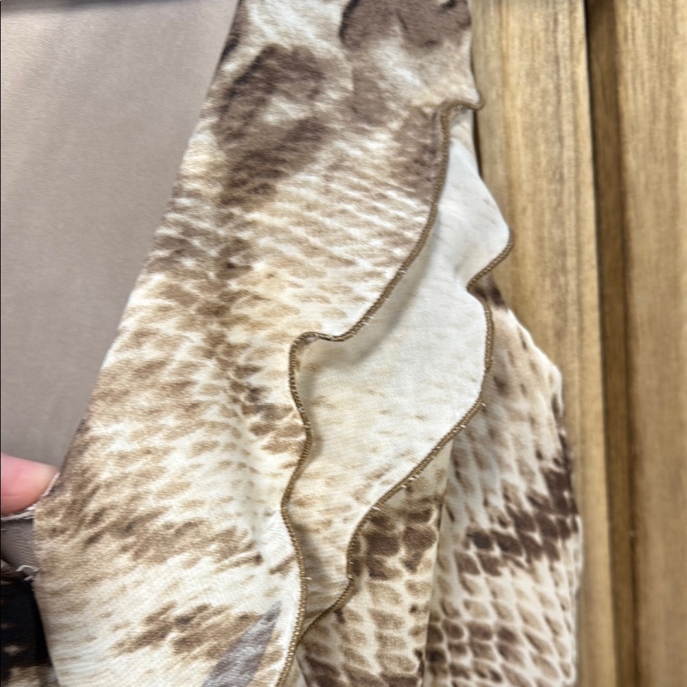 Dress Barn Exotic Animal Print Sleeveless Leopard Lined Ruffled Dress Size 6 - Picture 4 of 8